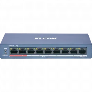 iFLOW F-SW-EU209POE-V/L 8 ������ 10/100Mbps PoE + 1 ���� Uplink 10/100/1000Mbps, ������ PoE 60��